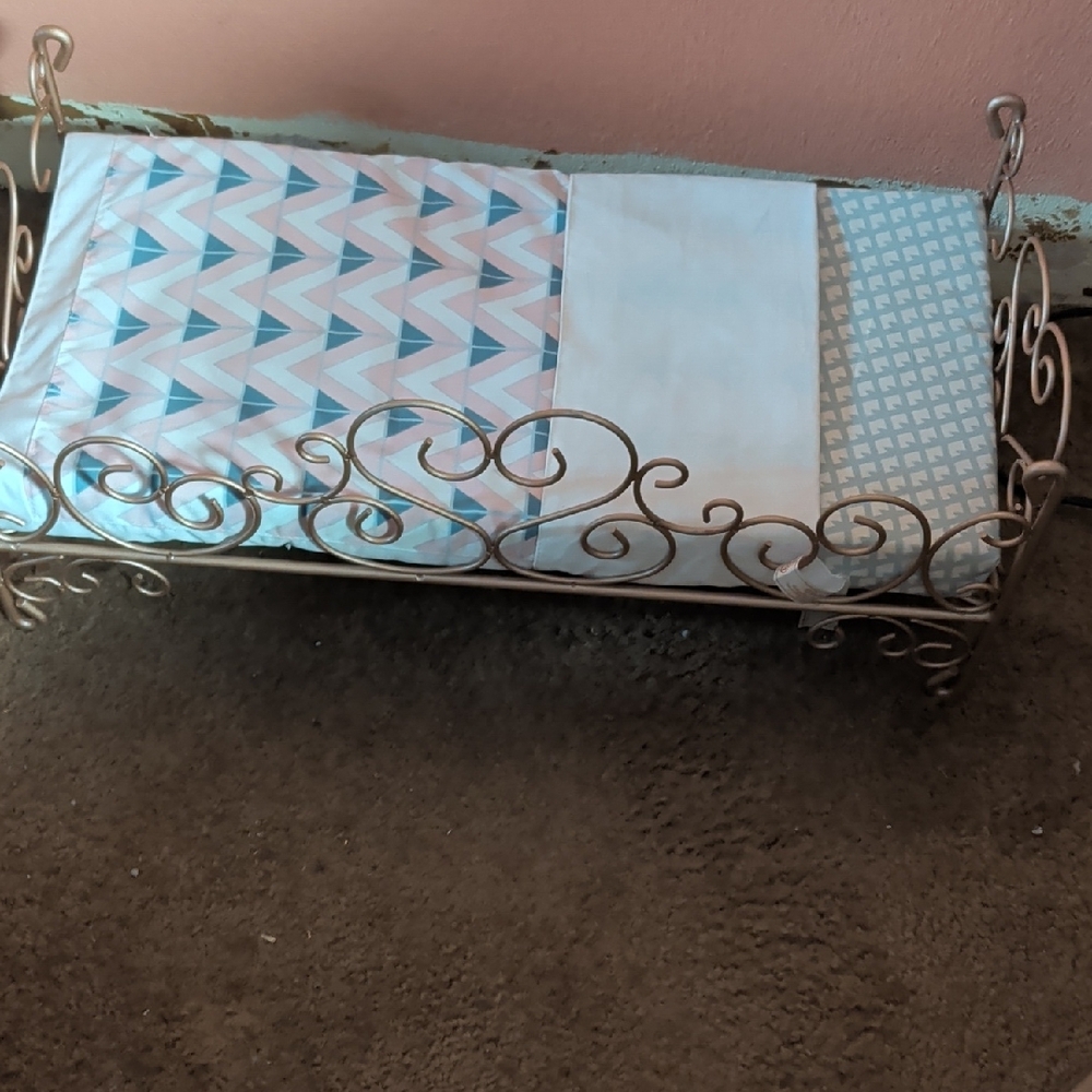 American Girl Blue and White Chevron Doll Bedding - Picture 2 of 5